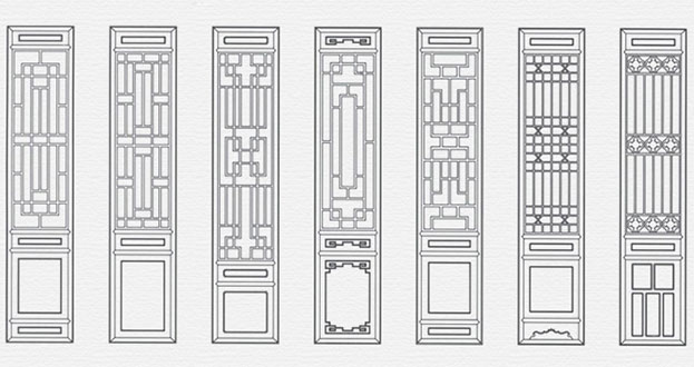 九龙坡常用中式仿古花窗图案隔断设计图