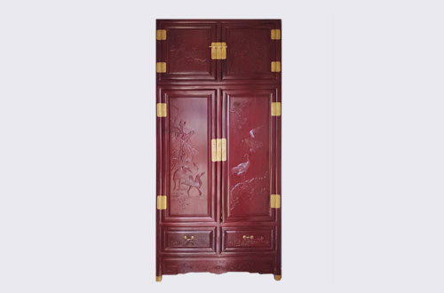 九龙坡高端中式家居装修深红色纯实木衣柜