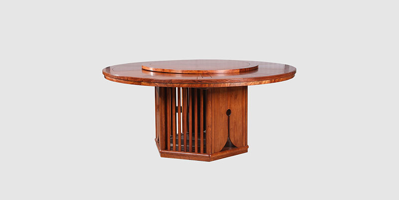 九龙坡中式餐厅装修天地圆台餐桌红木家具效果图
