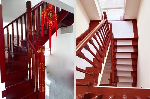 九龙坡自建别墅中式实木楼梯全屋定制设计效果图